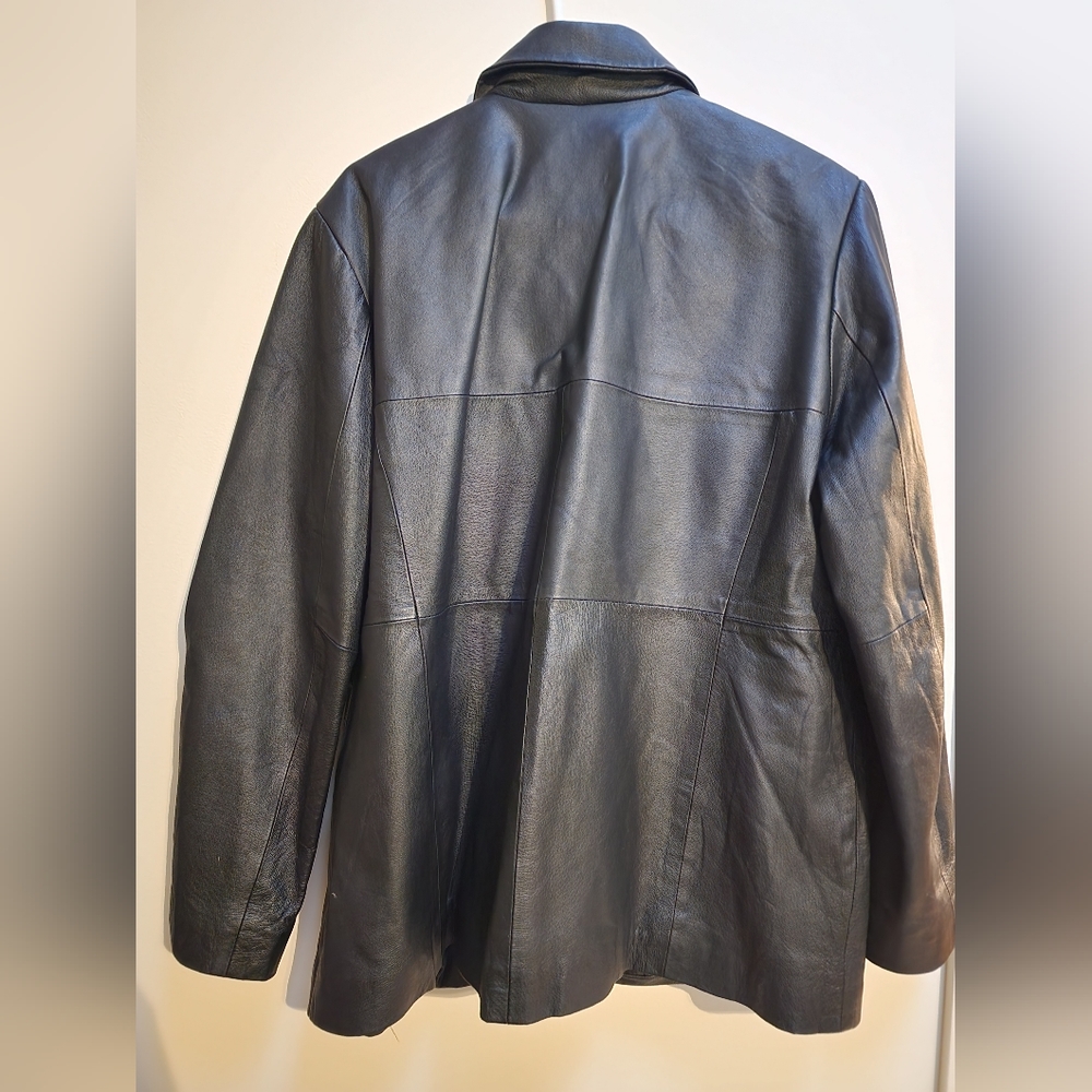 Black Leather Jacket Coat XL Studio C - Picture 2 of 7